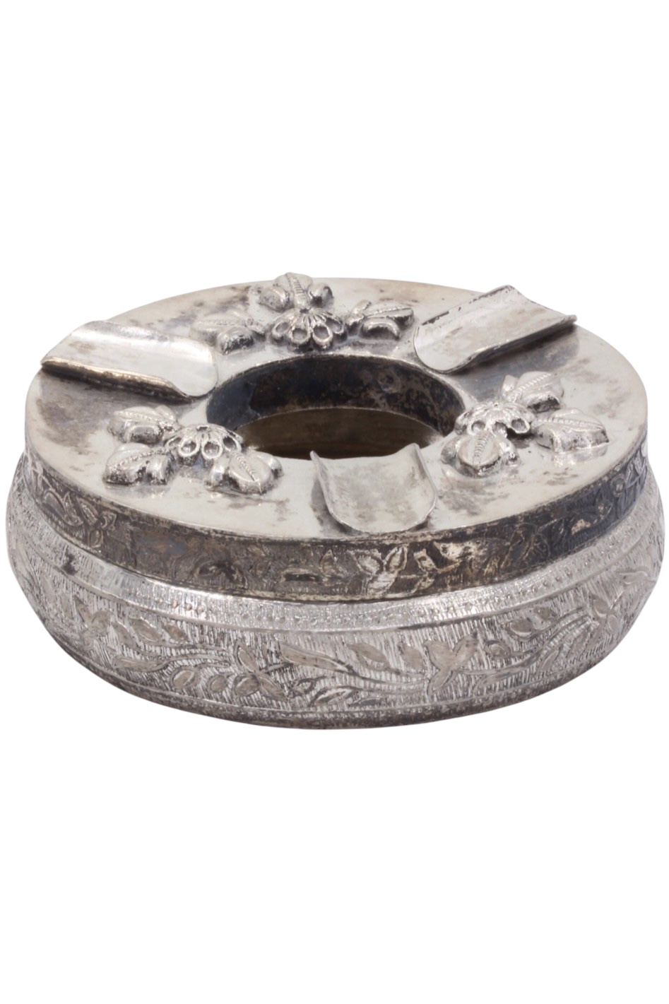 CENDRIER ARGENT DECOR VEGETAL