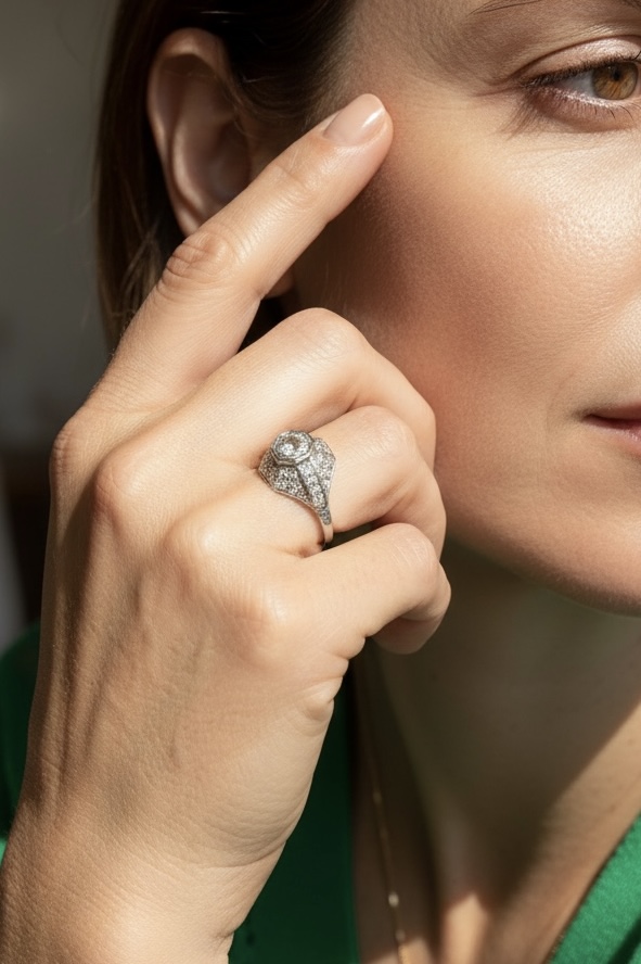 BAGUE DOME  ART DECO DIAMANTS