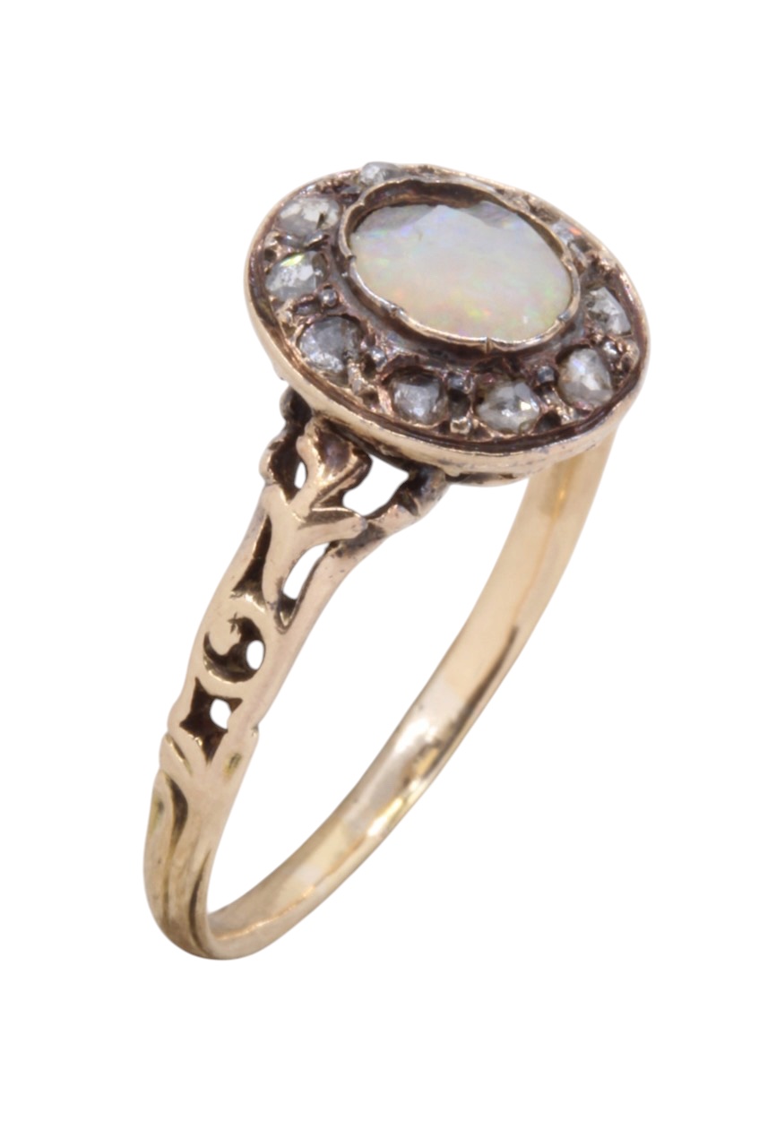BAGUE NAPOLEON III OPALE ET DIAMANTS