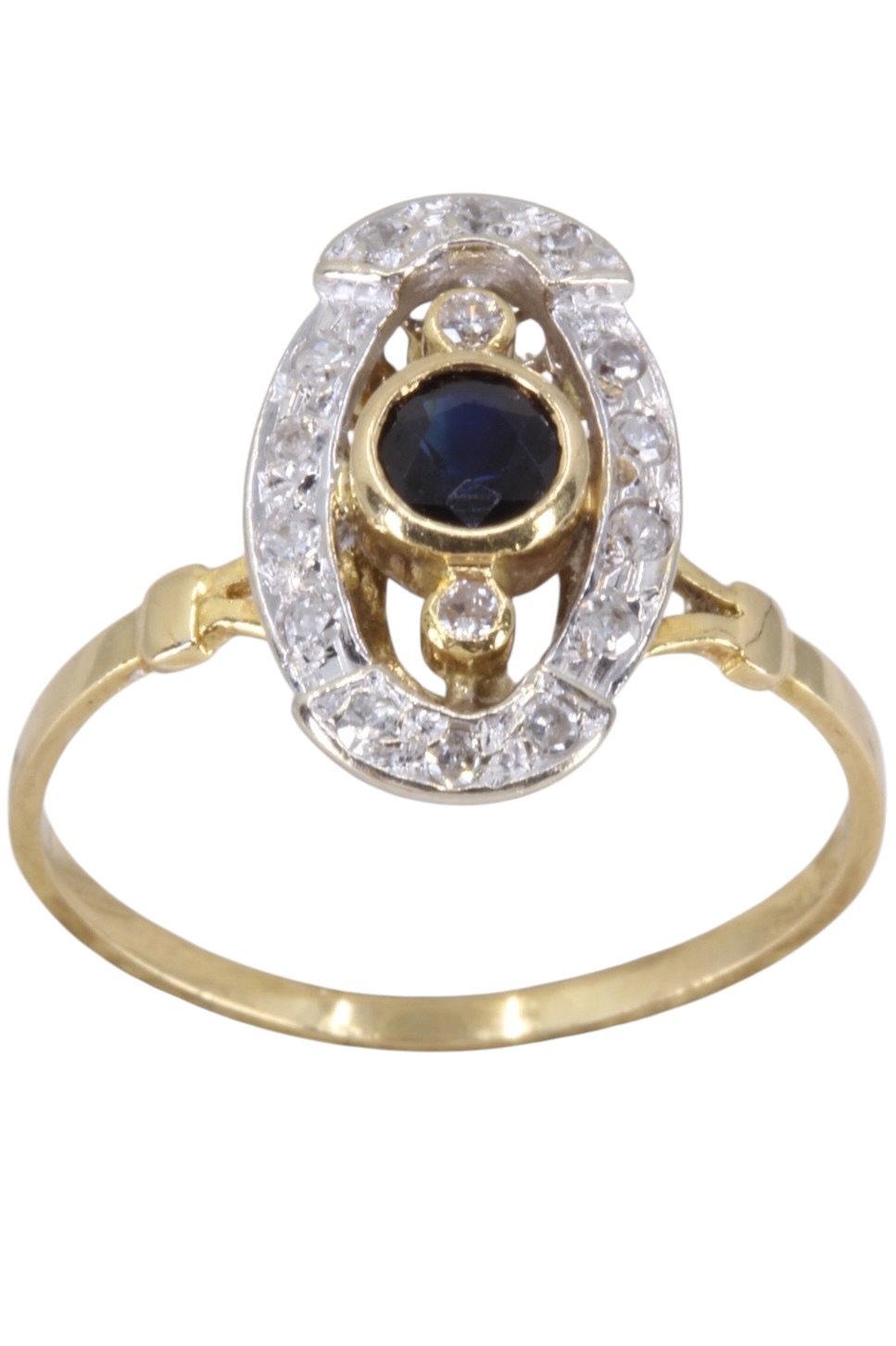 BAGUE ANCIENNE SAPHIR ET DIAMANTS