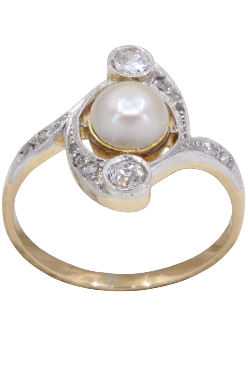 BAGUE ART-NOUVEAU PERLE ET DIAMANTS