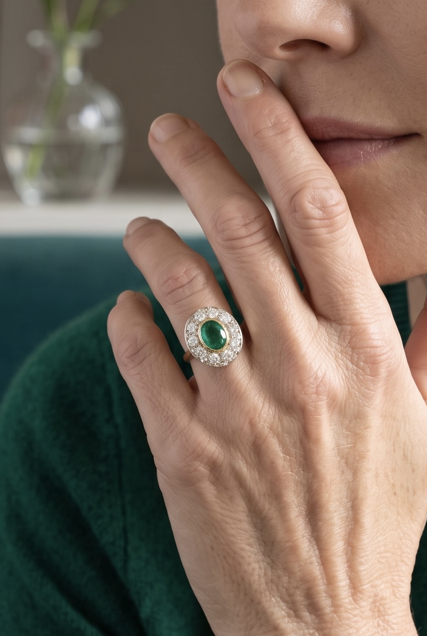 BAGUE POMPADOUR EMERAUDE