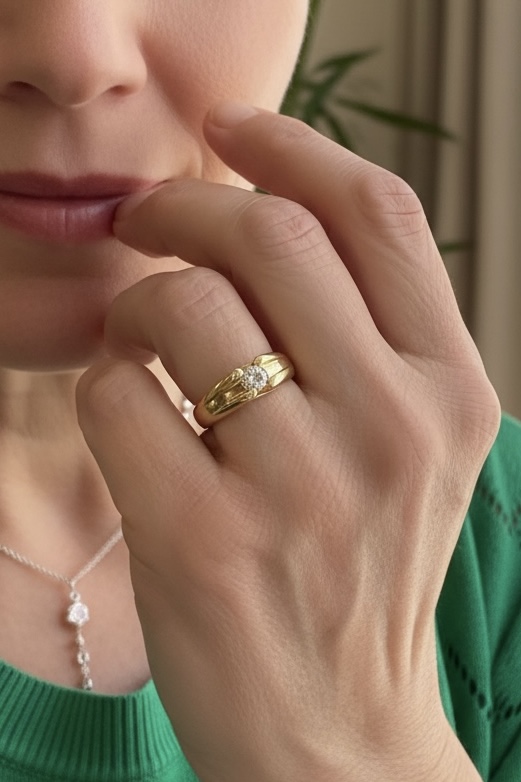 BAGUE JONC SOLITAIRE DIAMANT