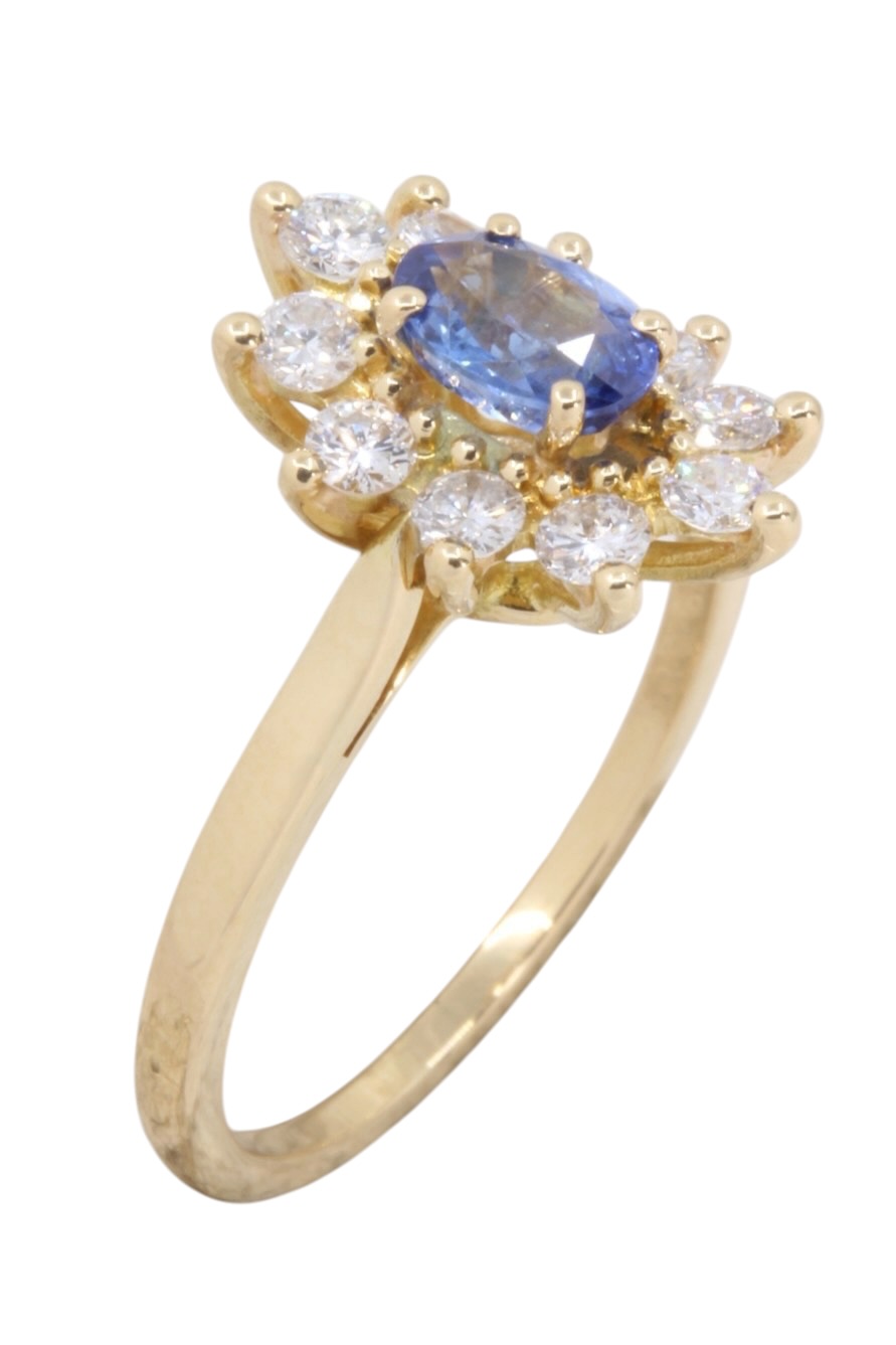 BAGUE MARGUERITE SAPHIR ET DIAMANTS