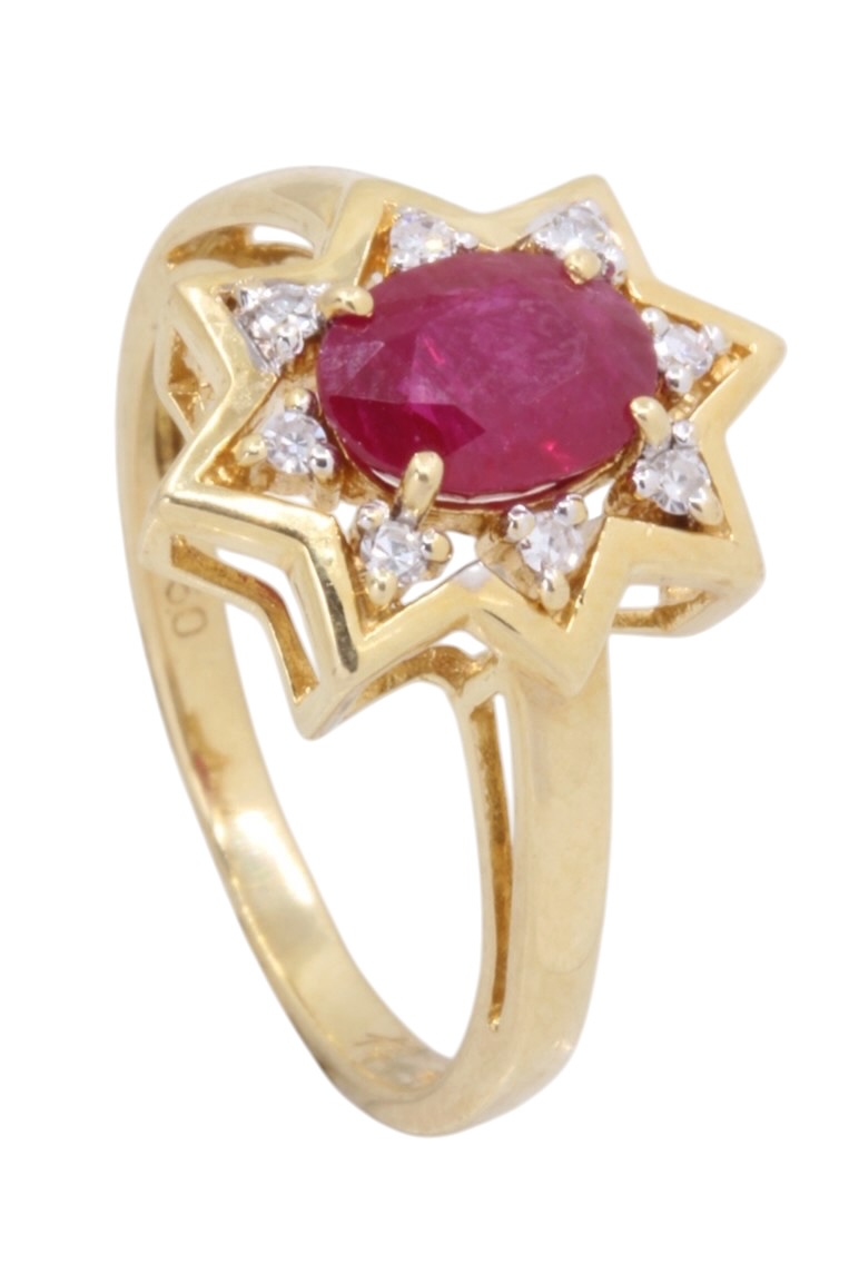 BAGUE RUBIS ET DIAMANTS