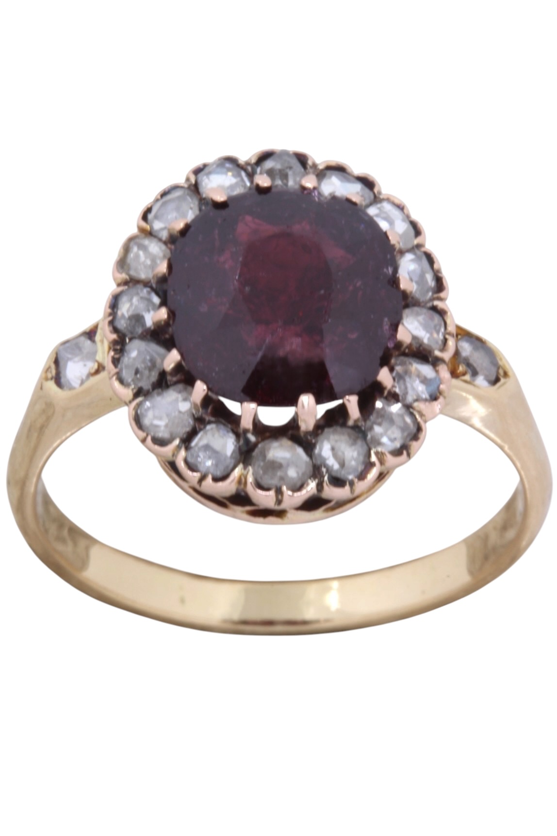 BAGUE POMPADOUR GRENAT ET DIAMANTS