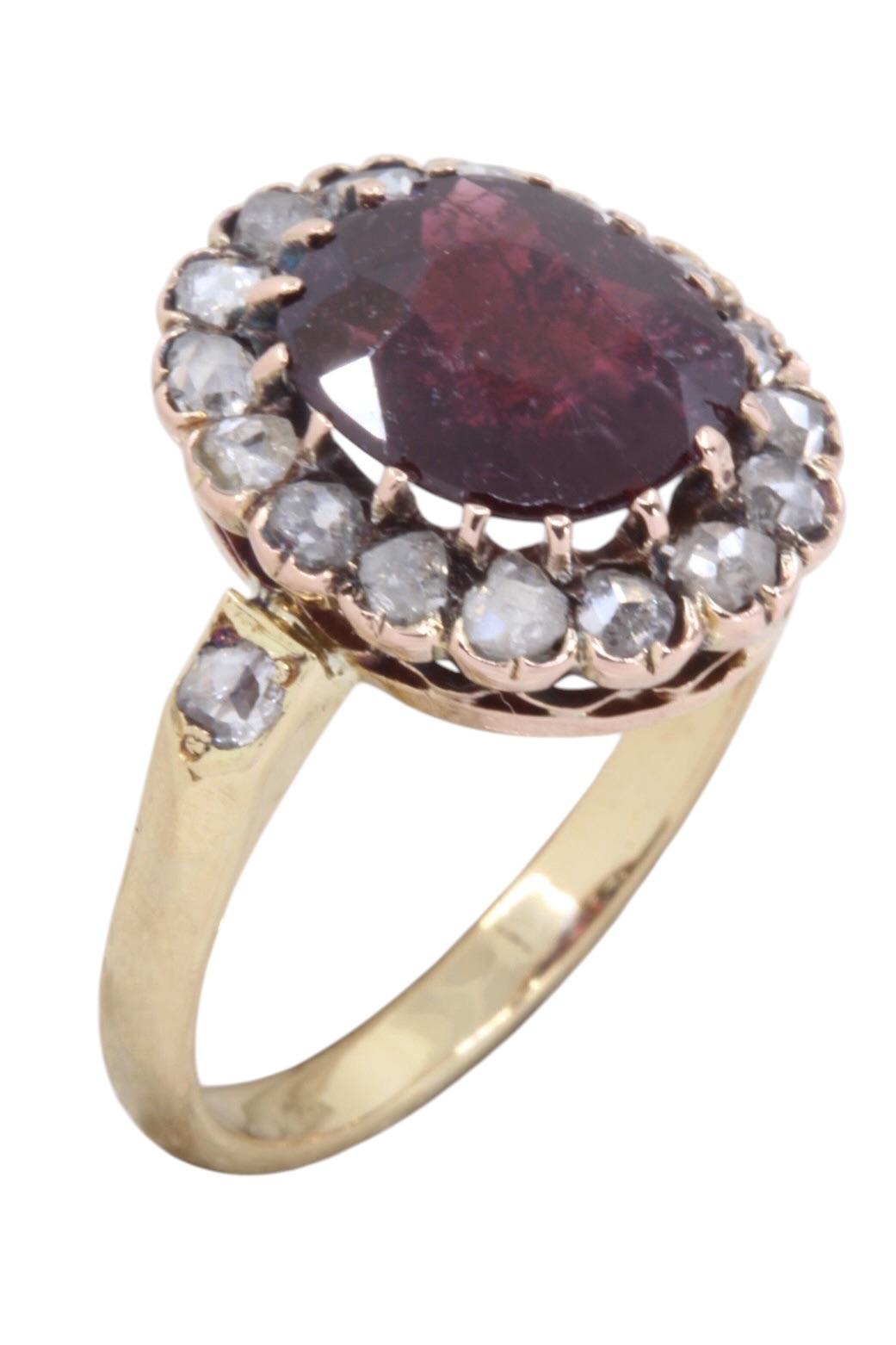 BAGUE POMPADOUR GRENAT ET DIAMANTS