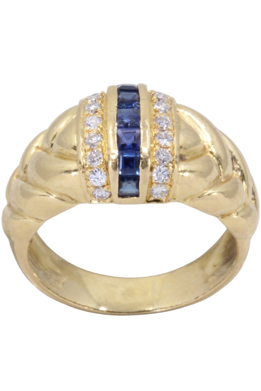 BAGUE TRESSÉE SAPHIRS ET DIAMANTS