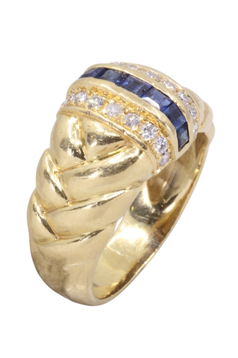BAGUE TRESSÉE SAPHIRS ET DIAMANTS