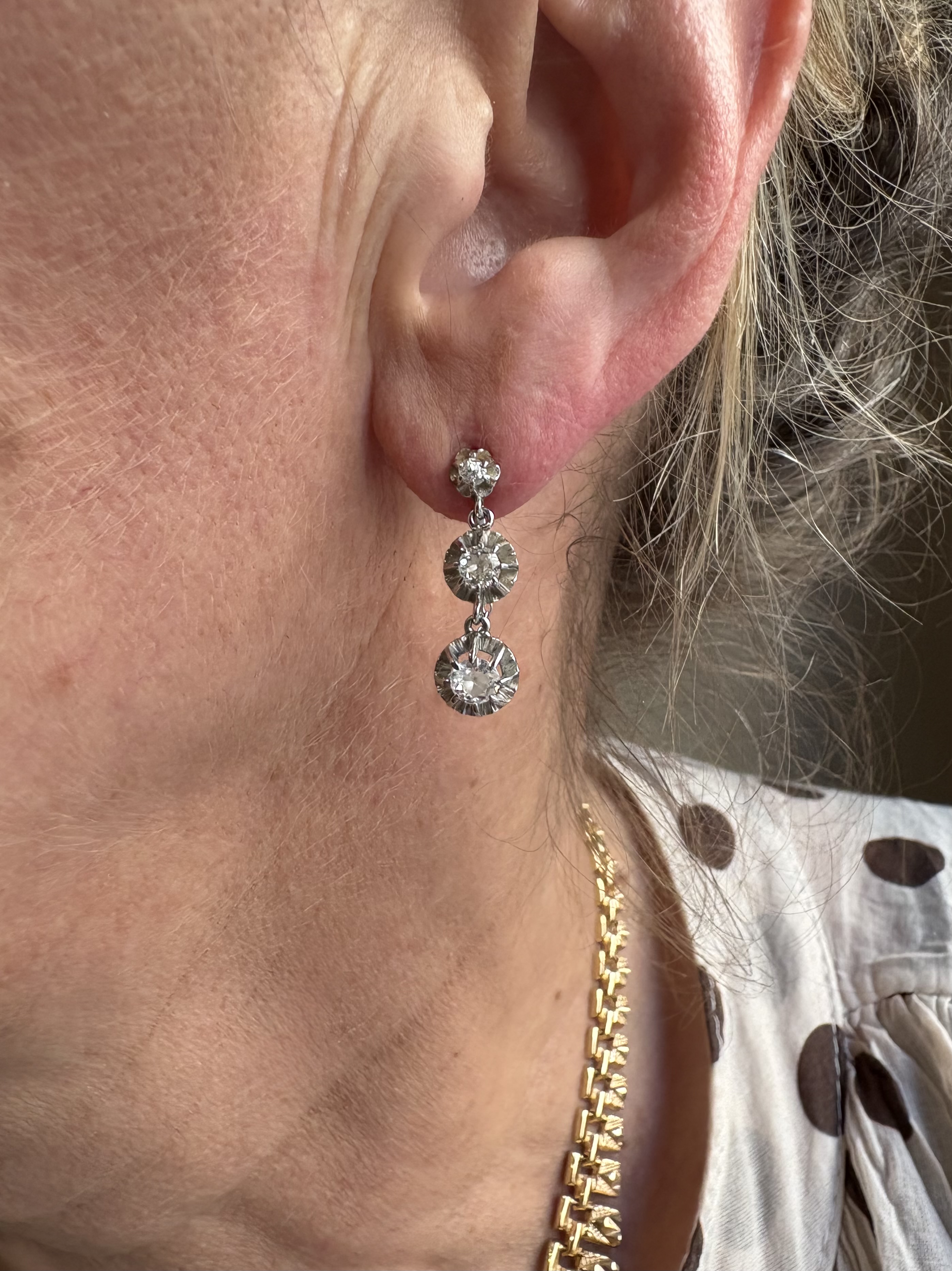 BOUCLES D'OREILLES ANCIENNES DIAMANTS