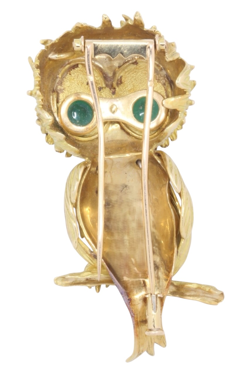 BROCHE HIBOU EMERAUDES