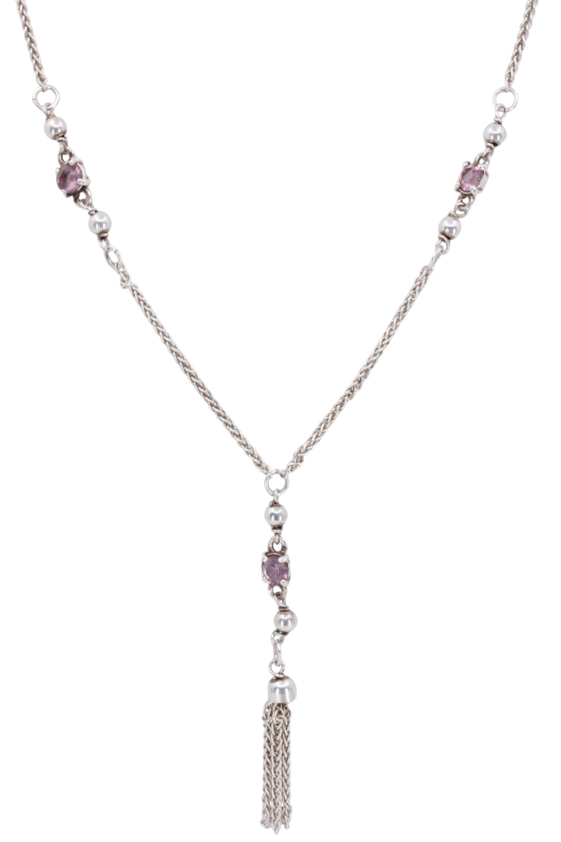 COLLIER CENTRE POMPON EN ARGENT