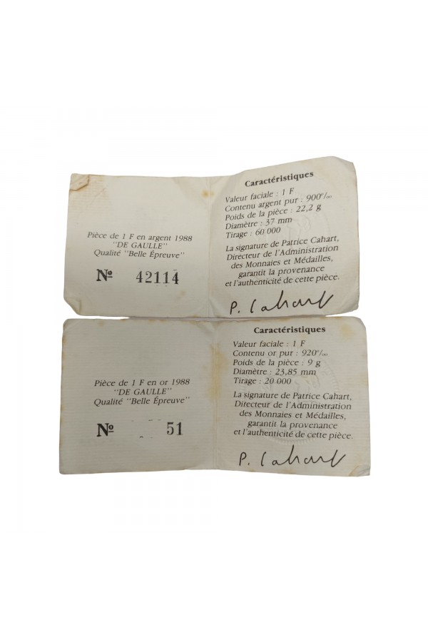COFFRET 1 FRANC CHARLES DE GAULLE 1988