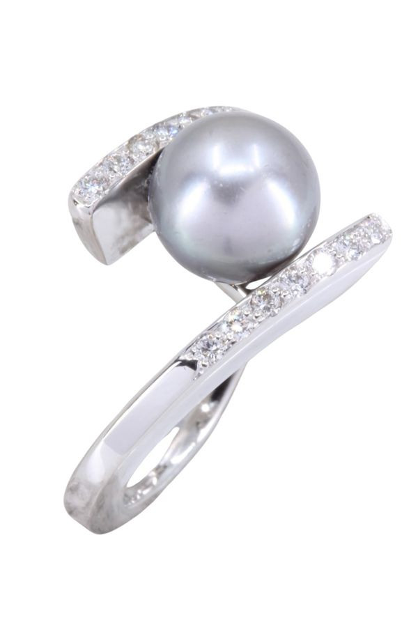BAGUE MODERNE PERLE GRISE