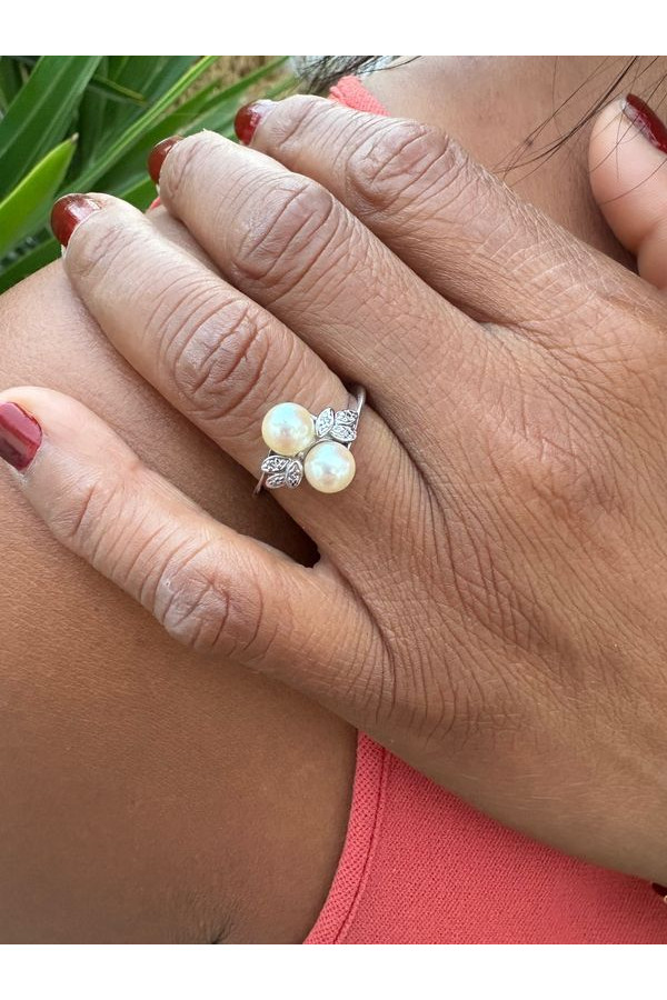 BAGUE PERLES ET DIAMANTS