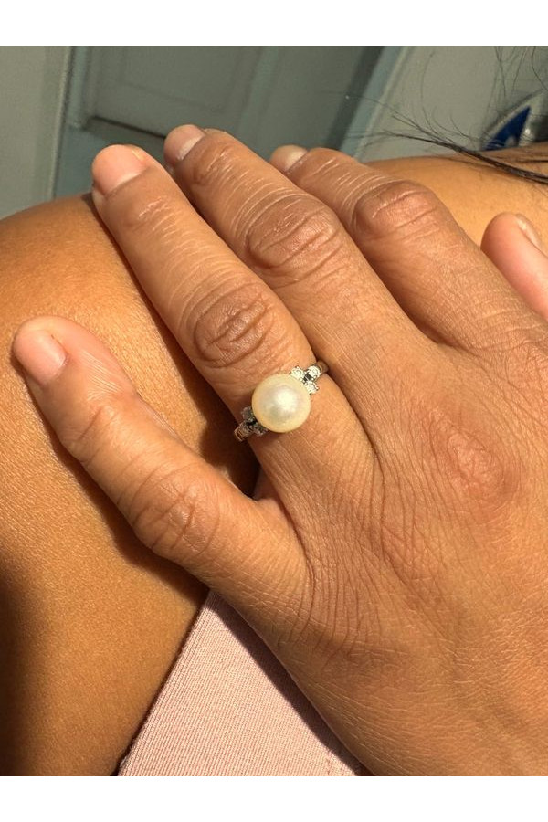 BAGUE PERLE ET DIAMANTS