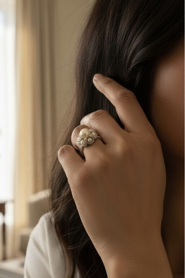 BAGUE PERLES ET DIAMANTS