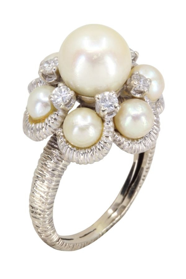 BAGUE PERLES ET DIAMANTS