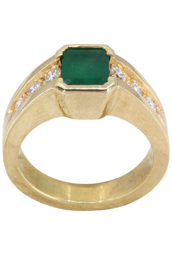 BAGUE MODERNE ÉMERAUDE ET DIAMANTS