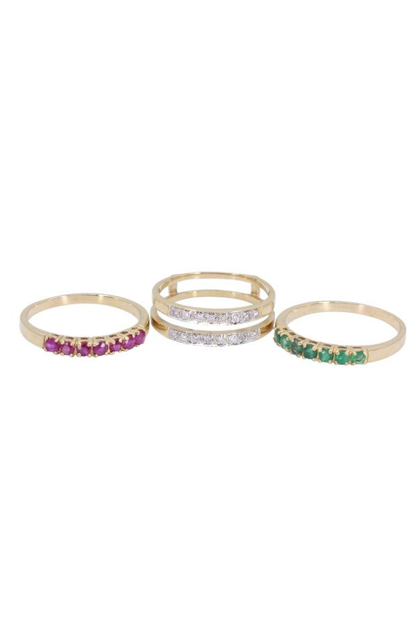 BAGUE DIAMANTS, RUBIS ET ÉMERAUDES