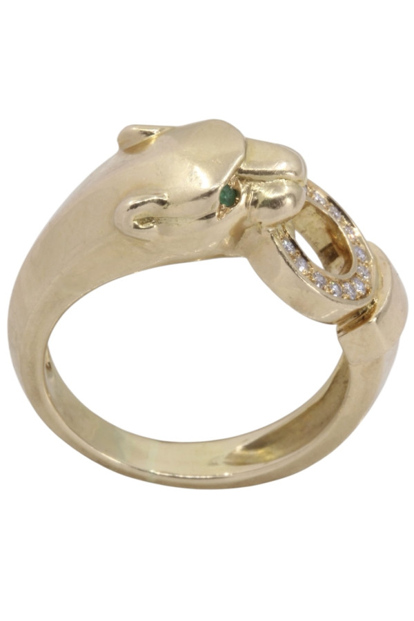 BAGUE PANTHÈRE ÉMERAUDES ET DIAMANTS