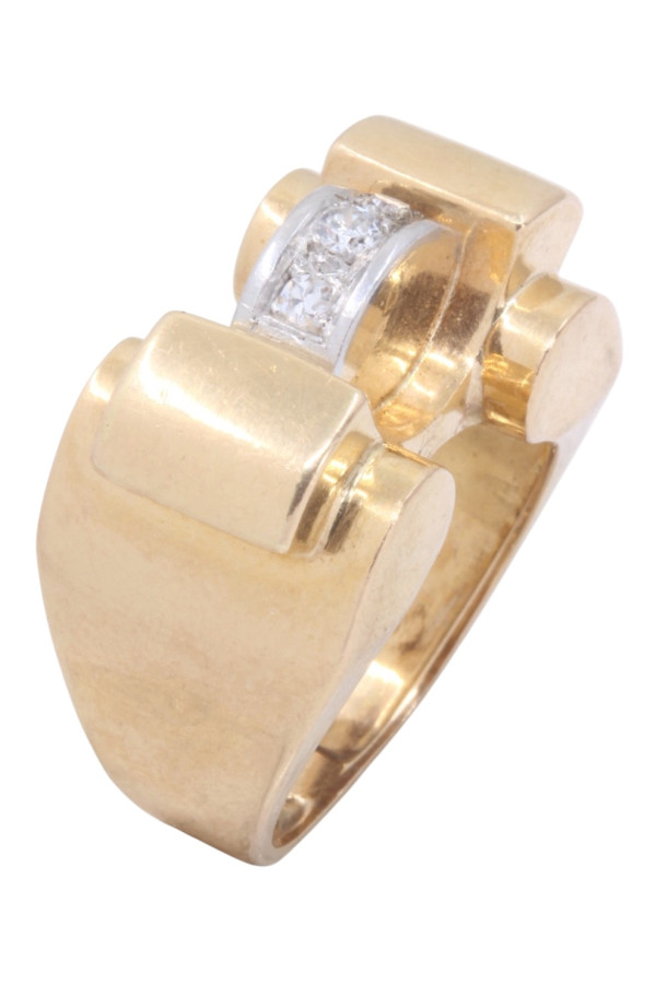 BAGUE TANK SAPHIRS BLANCS