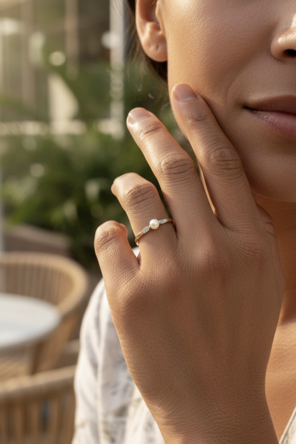 BAGUE ART-NOUVEAU PERLE ET DIAMANTS