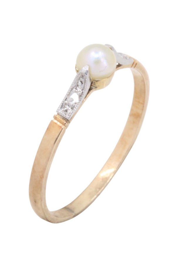BAGUE ART-NOUVEAU PERLE ET DIAMANTS