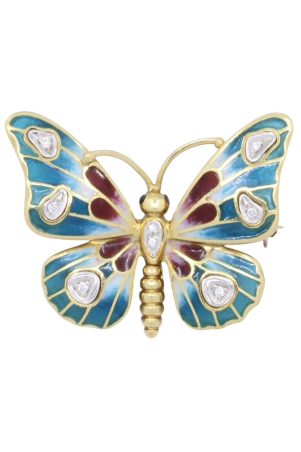 BROCHE PAPILLON PLIQUE A JOUR