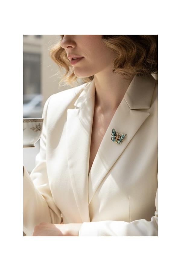 BROCHE PAPILLON PLIQUE A JOUR