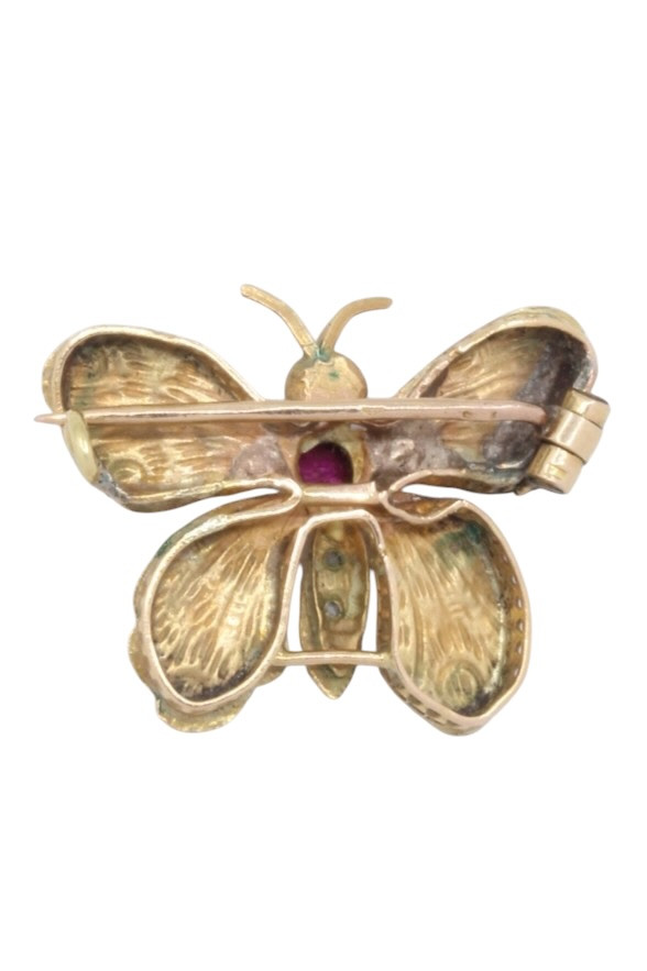 BROCHE PAPILLON RUBIS