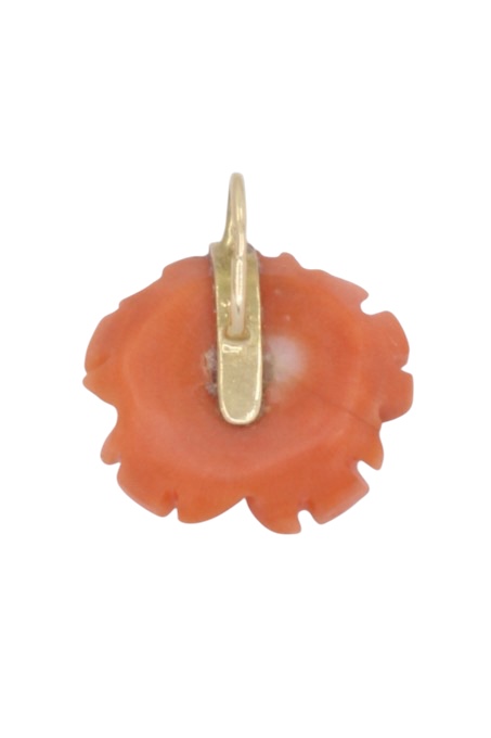 PENDENTIF FLEUR CORAIL ET DIAMANT
