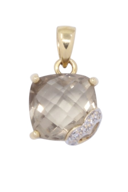 PENDENTIF MODERNE QUARTZ ET DIAMANTS